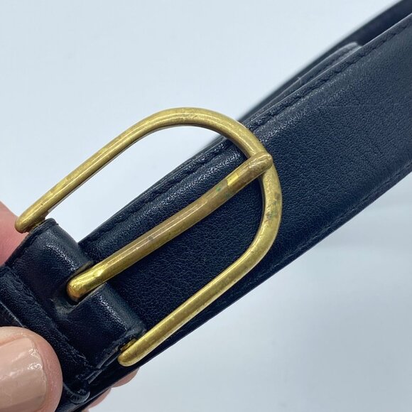 Womens Mens Black Saddle Leather Belt With Solid Brass Buckle 34-85 Uruguay - Picture 3 of 7